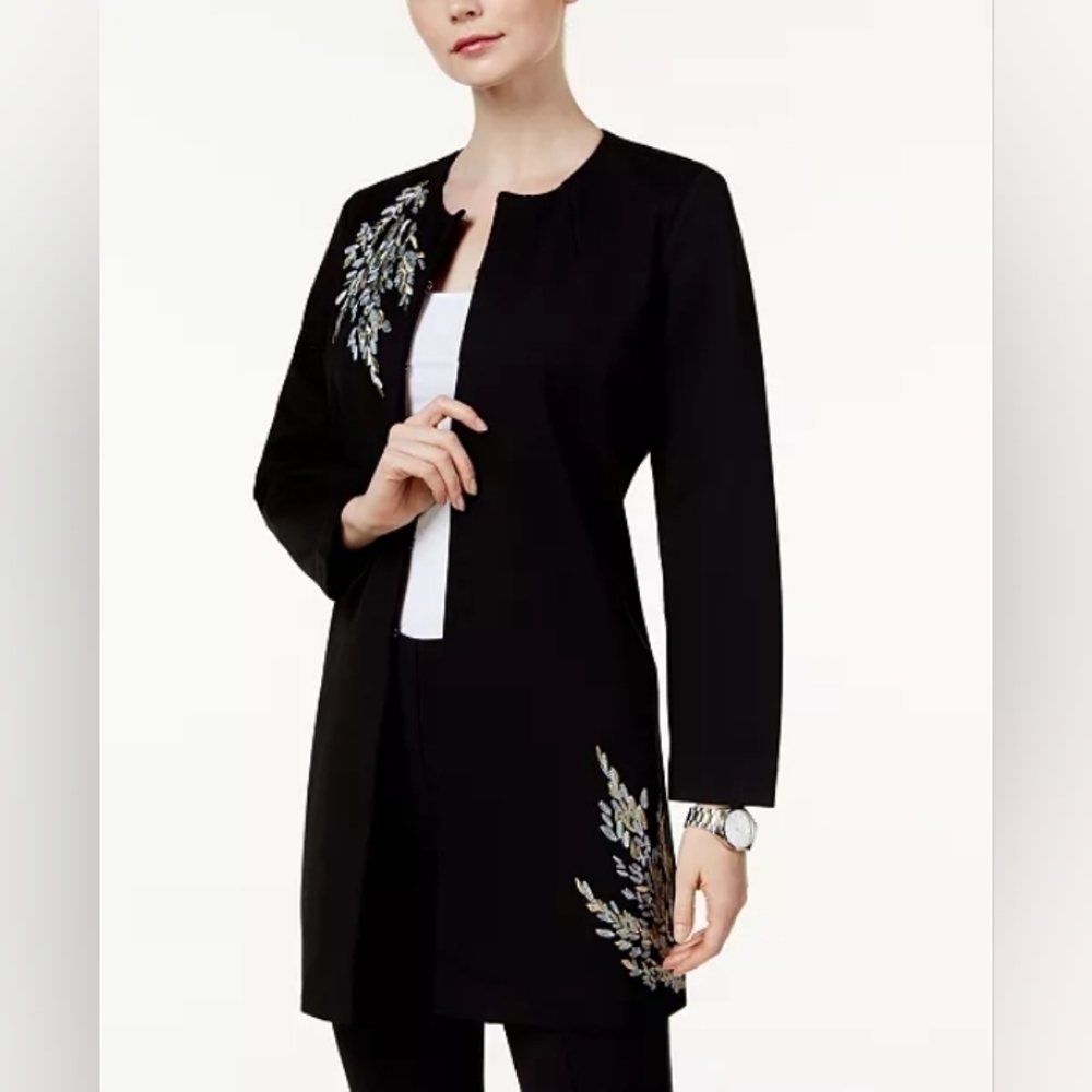 Alfani Petite Metallic-Embroidered Jacket Size P/XL
